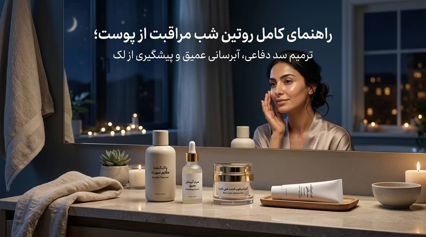 راهنمای کامل روتین شب مراقبت از پوست؛ ترمیم سد دفاعی، آبرسانی عمیق و پیشگیری از لک