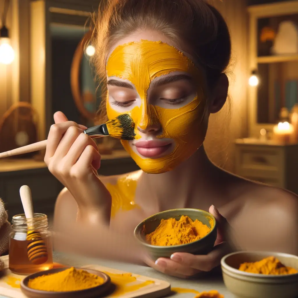 ماسک زردچوبه و عسل برای درمان خانگی لک صورت